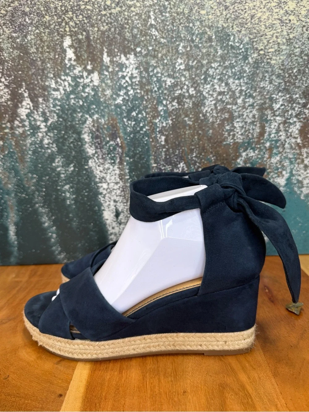 Splendid Coastal Chic‎ Boho 2010’s Blue Suede Espadrille Wedge Sandals (VGUC)